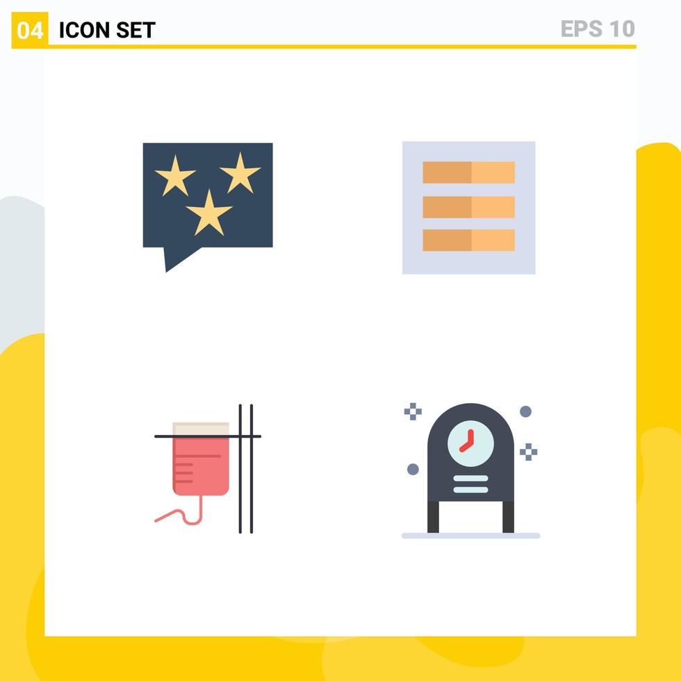 Mobile Interface Flat Icon Set of 4 Pictograms of bubble ux rate grid medical Editable Vector Design Elements