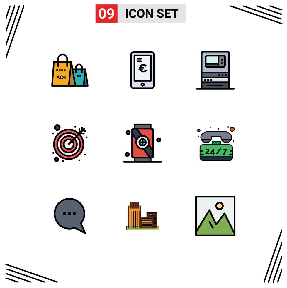 9 Creative Icons Modern Signs and Symbols of drink goal shopping arrow money Editable Vector Design Elements