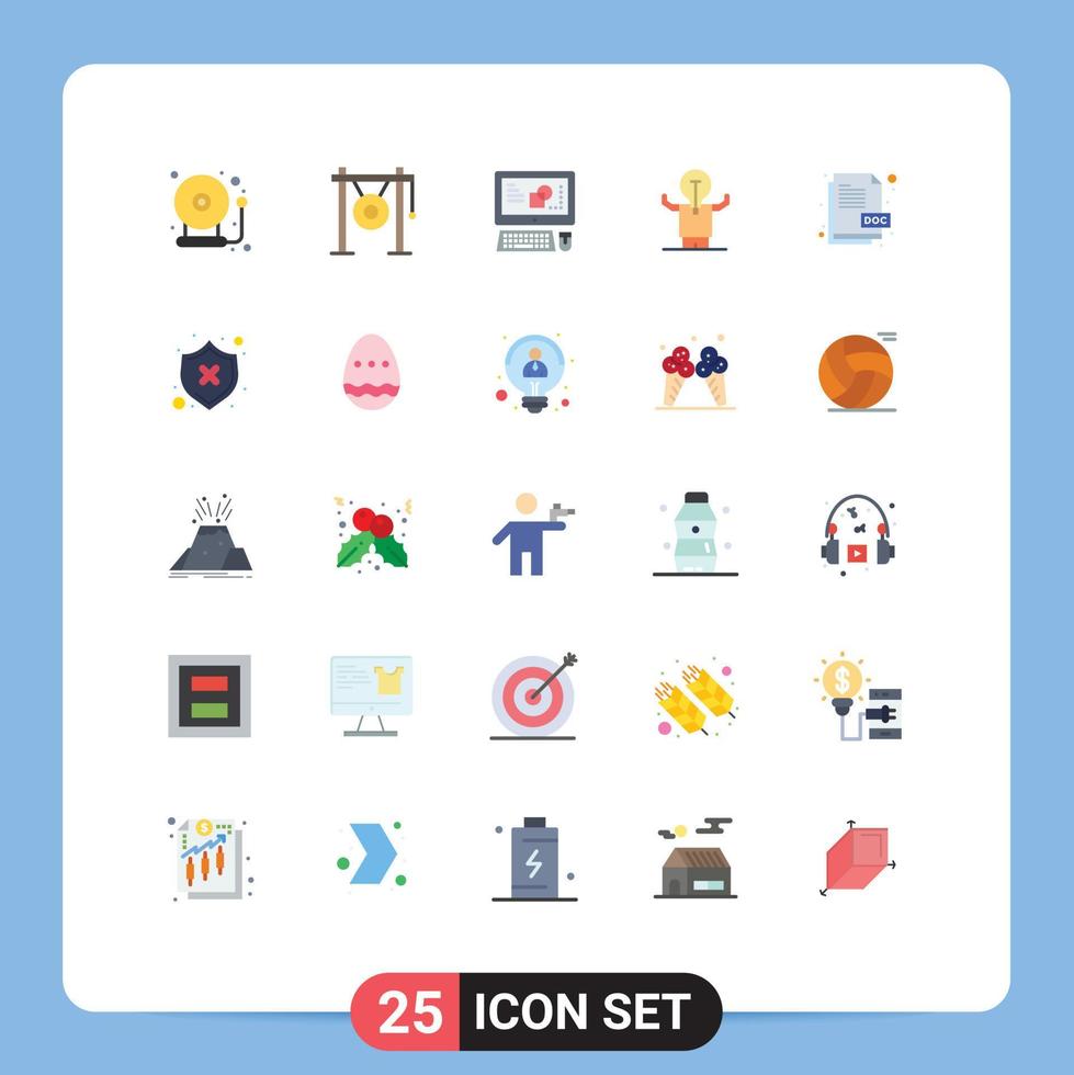 Group of 25 Modern Flat Colors Set for potential man sound improvement process Editable Vector Design Elements