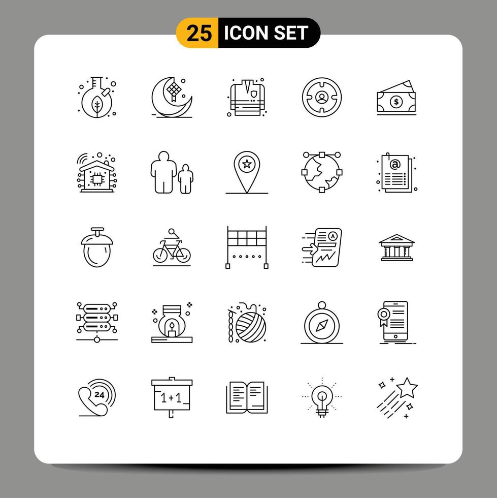 Set of 25 Modern UI Icons Symbols Signs for hunter find ribbon finance fireman Editable Vector Design Elements