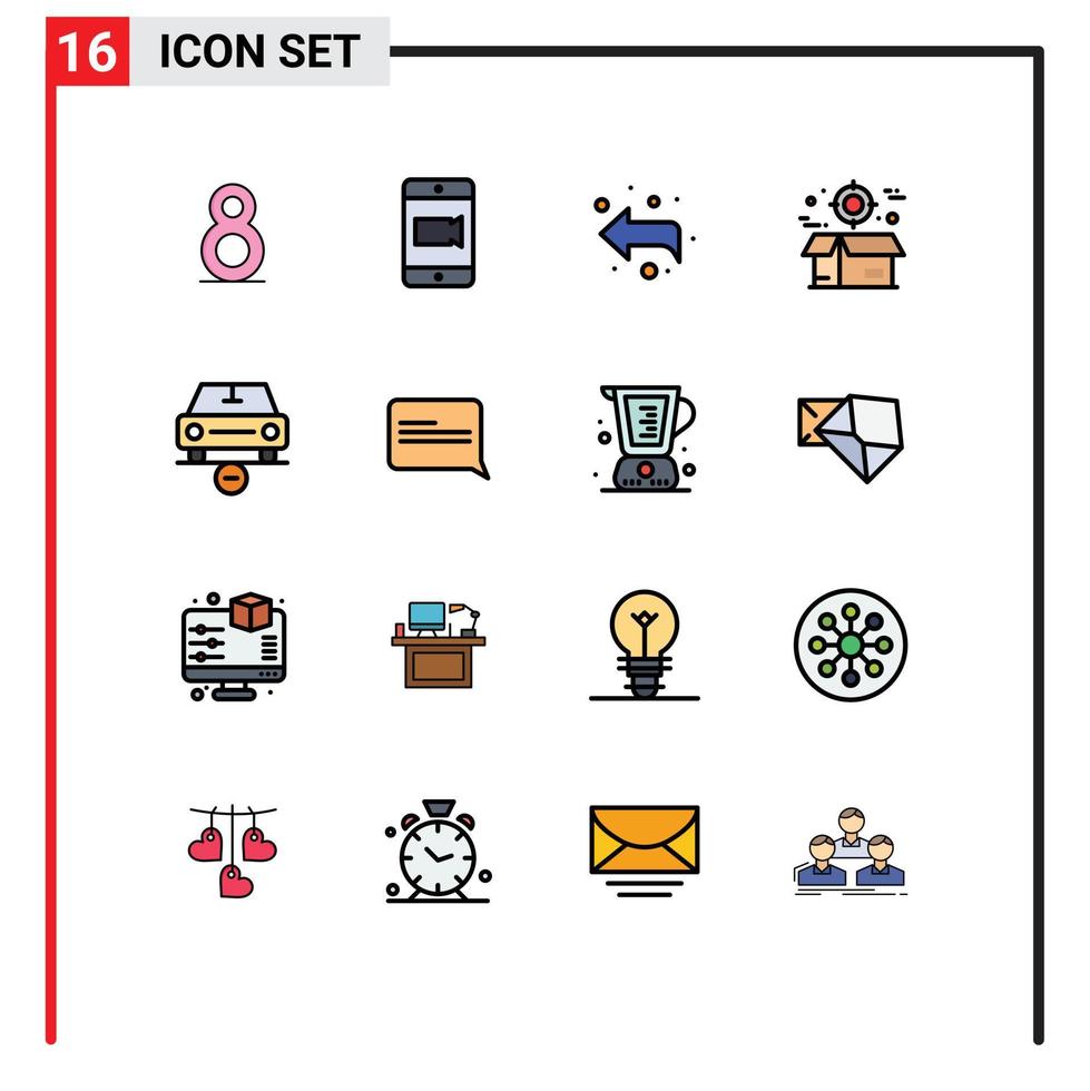 Mobile Interface Flat Color Filled Line Set of 16 Pictograms of minus delete left car delivery Editable Creative Vector Design Elements