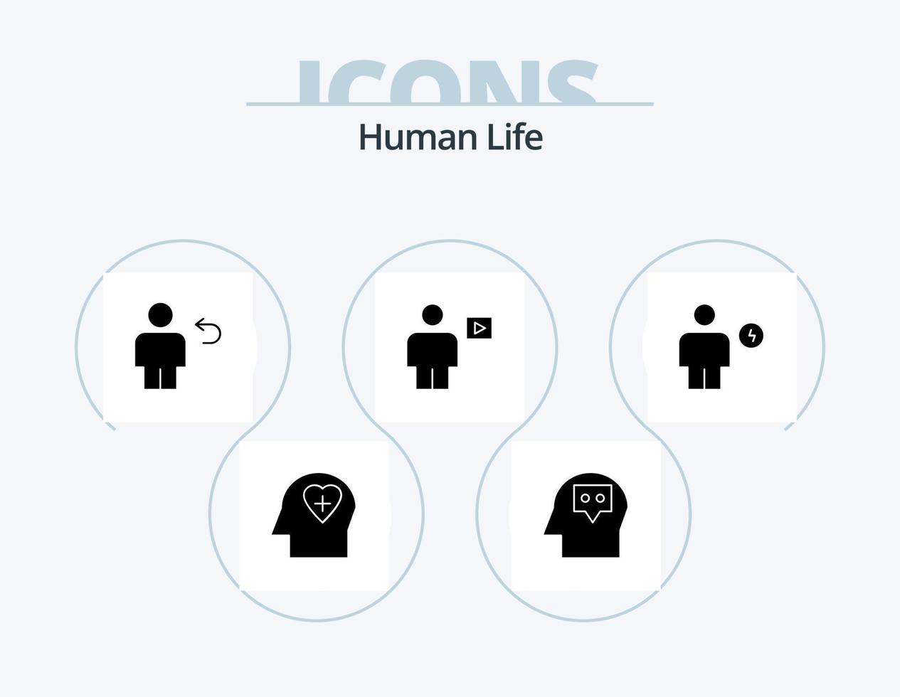 Human Glyph Icon Pack 5 Icon Design. body. video. body. playback. body vector