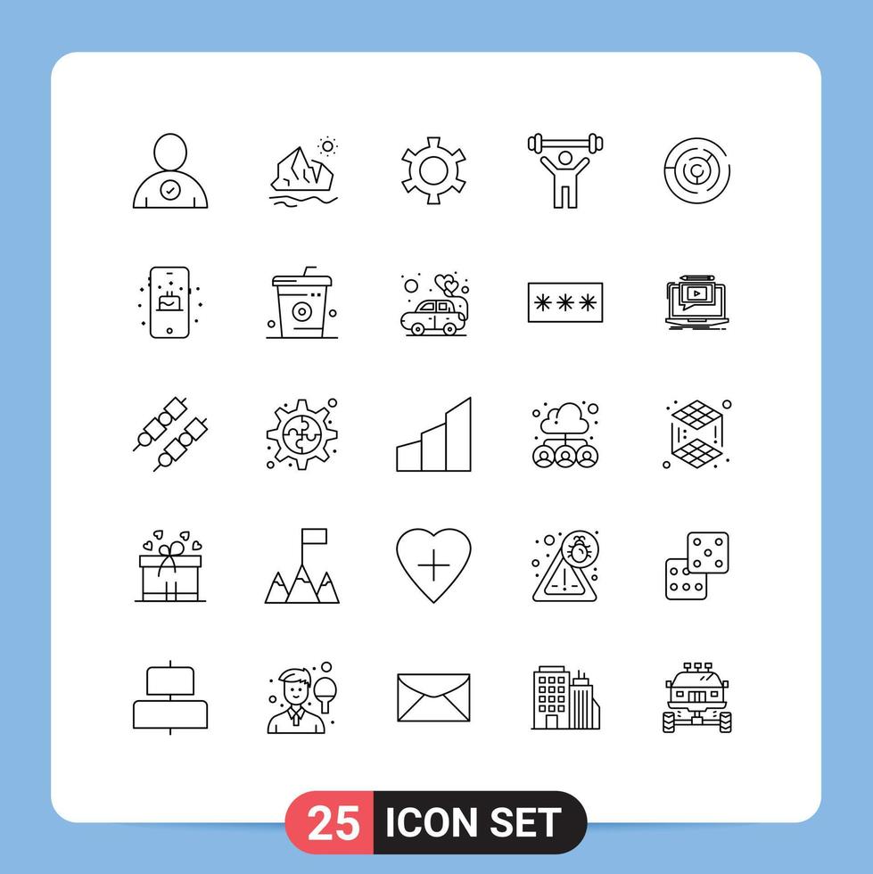 25 Creative Icons Modern Signs and Symbols of strategy puzzle cog weight gym Editable Vector Design Elements