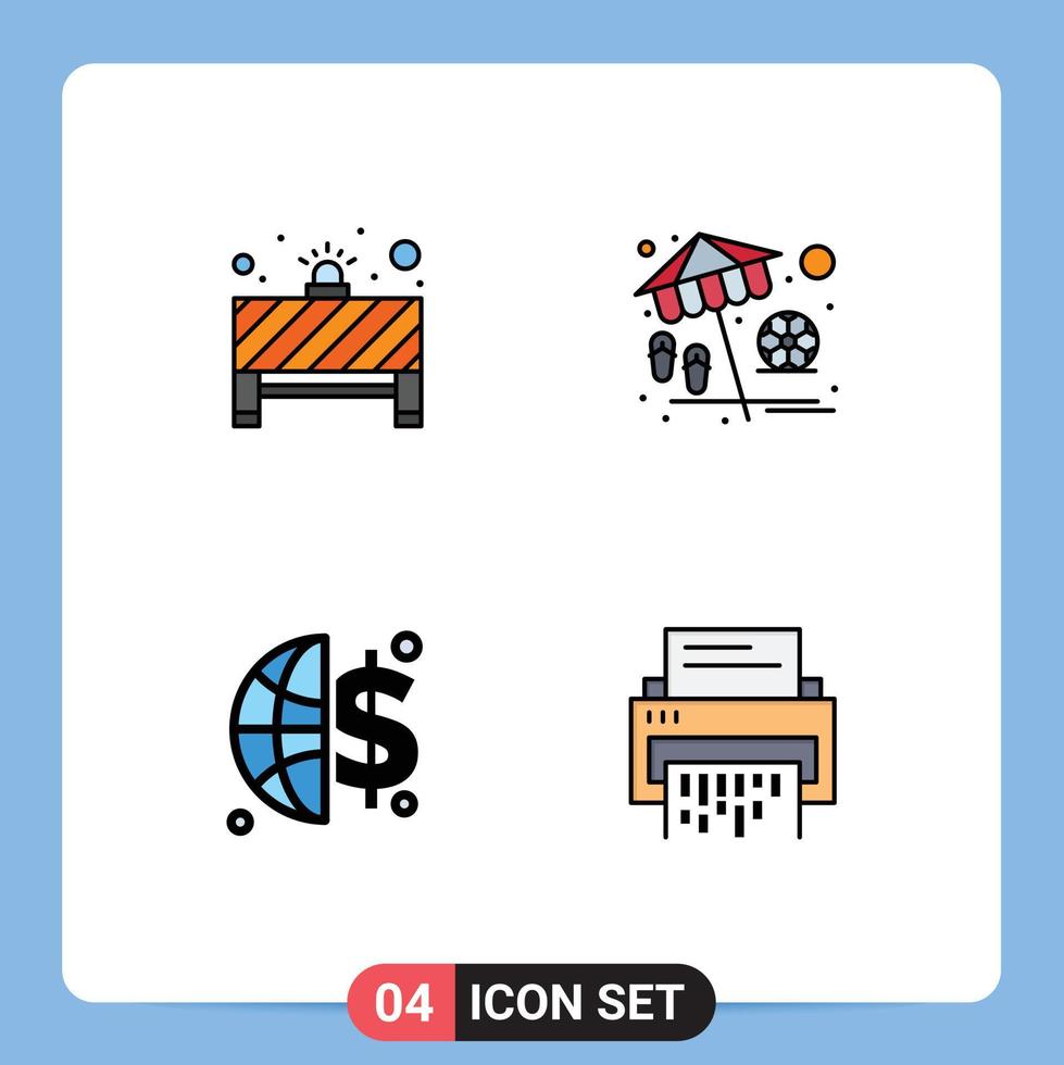 Set of 4 Modern UI Icons Symbols Signs for board global invesment red light vacation confidential Editable Vector Design Elements