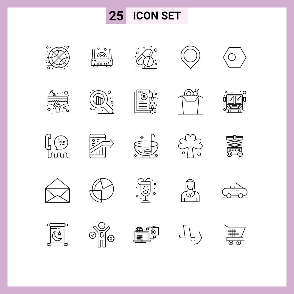 User Interface Pack of 25 Basic Lines of bangladesh asian capsule mark map Editable Vector Design Elements