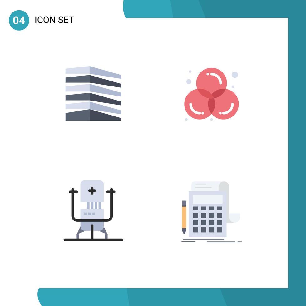 User Interface Pack of 4 Basic Flat Icons of building graphic real circle bot Editable Vector Design Elements