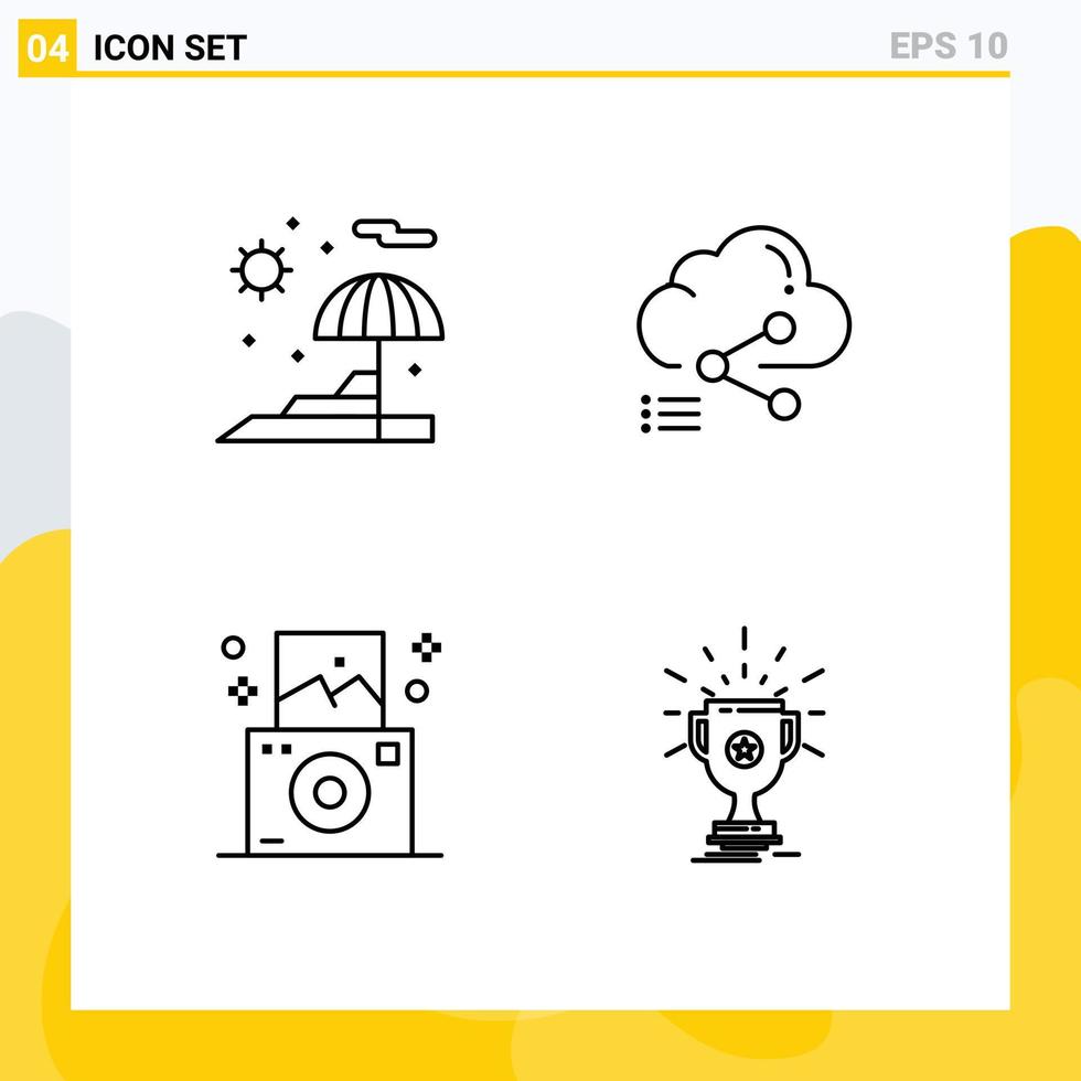 4 4 universal línea de relleno plano colores conjunto para web y móvil aplicaciones playa regular compartir informática premio editable vector diseño elementos
