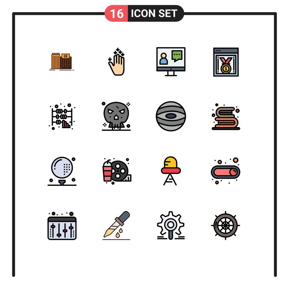 16 Thematic Vector Flat Color Filled Lines and Editable Symbols of website progress web performance down best website online Editable Creative Vector Design Elements
