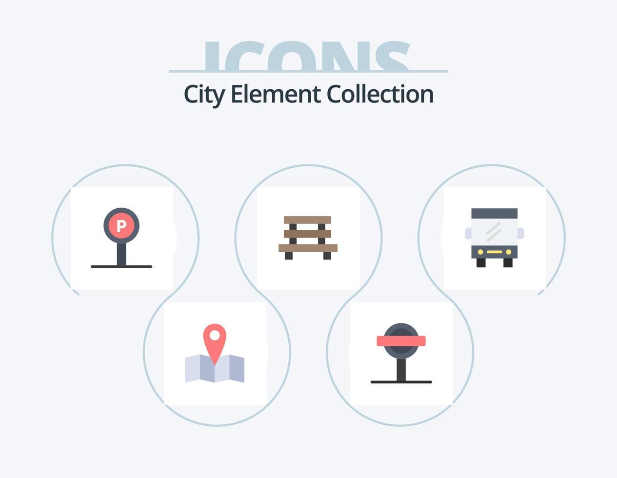 City Element Collection Flat Icon Pack 5 Icon Design. sitting. element. hotel. city. travel vector