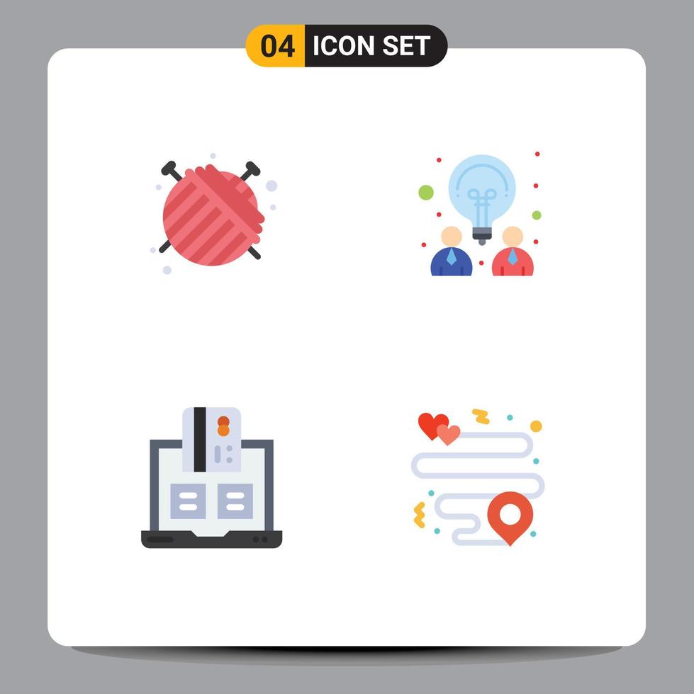 Stock Vector Icon Pack of 4 Line Signs and Symbols for ball cash yarn idea notebook Editable Vector Design Elements