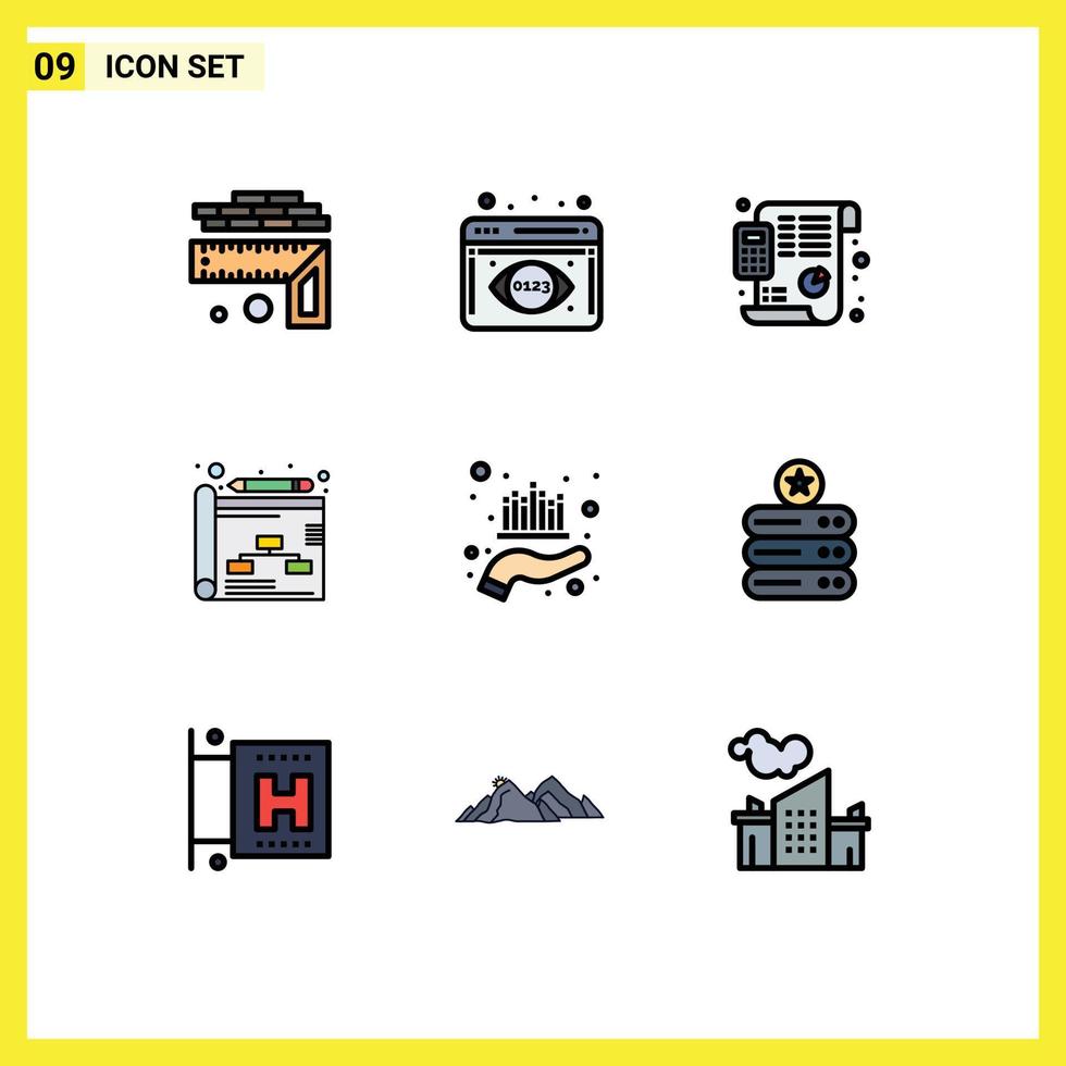 Universal Icon Symbols Group of 9 Modern Filledline Flat Colors of market investment budget asset planning Editable Vector Design Elements