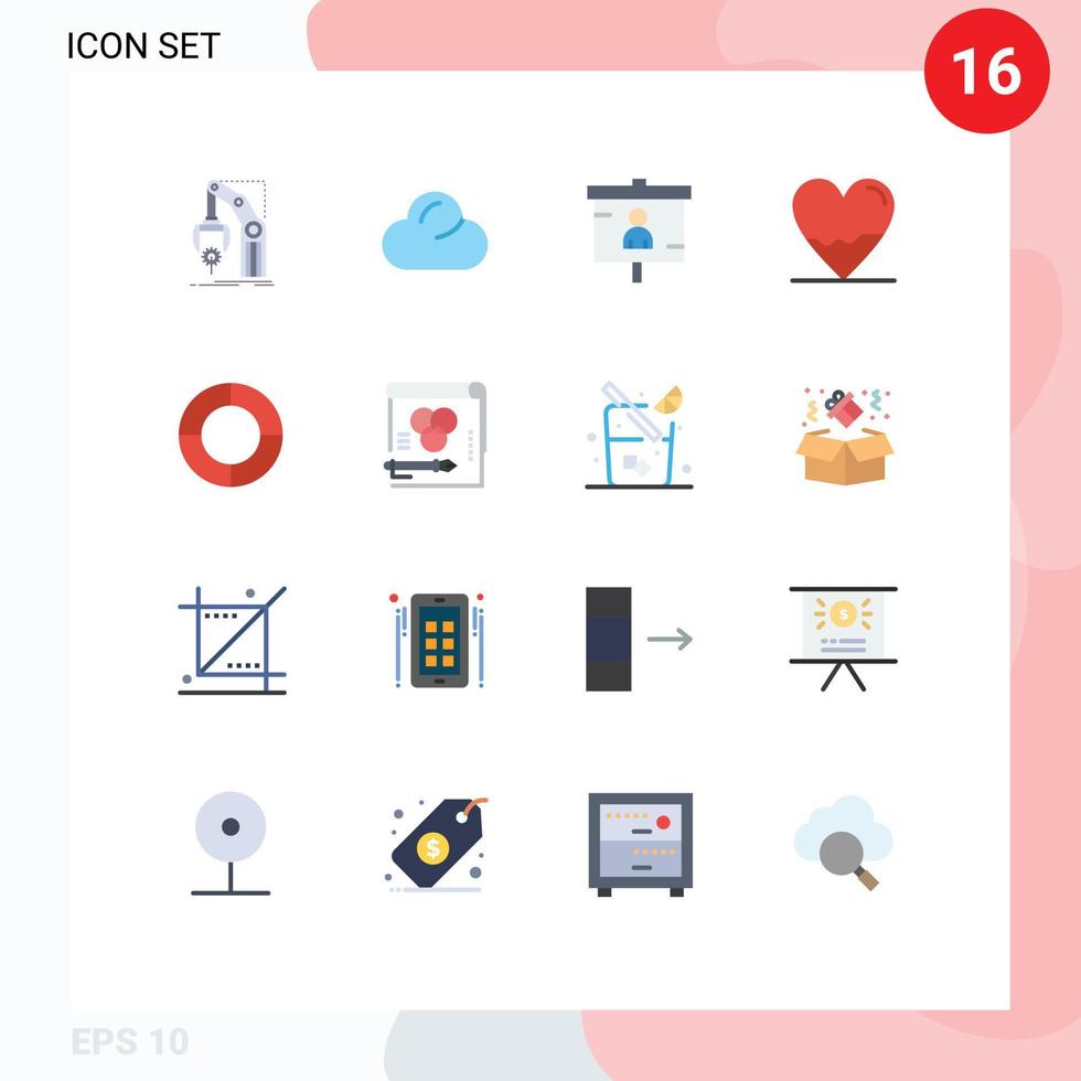 Set of 16 Modern UI Icons Symbols Signs for science heart business biology seo Editable Pack of Creative Vector Design Elements