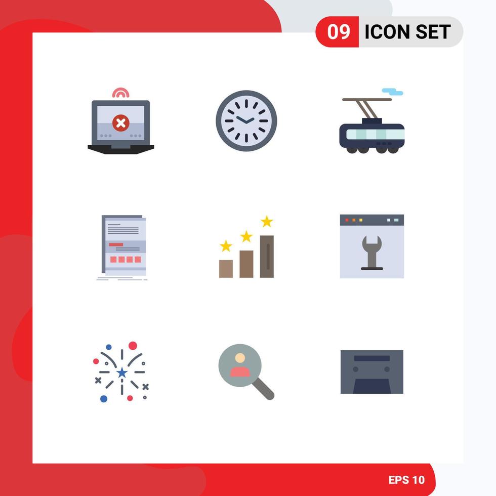 9 Flat Color concept for Websites Mobile and Apps performance achievements train responsive internet Editable Vector Design Elements