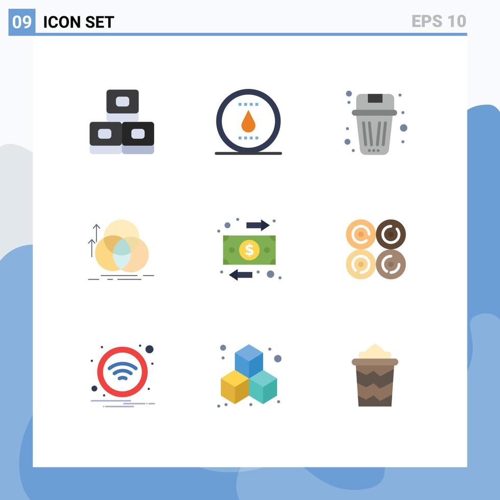 Pack of 9 creative Flat Colors of flow measurement been alignment balance Editable Vector Design Elements