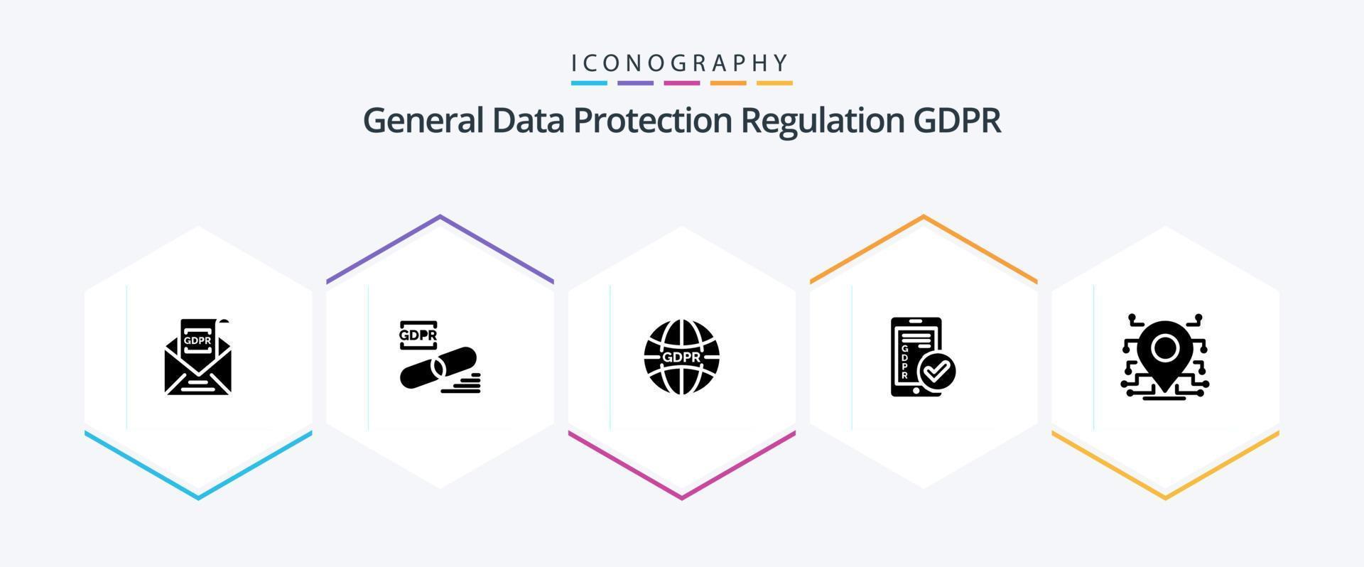 Gdpr 25 Glyph icon pack including . internet . gdpr . global . vector