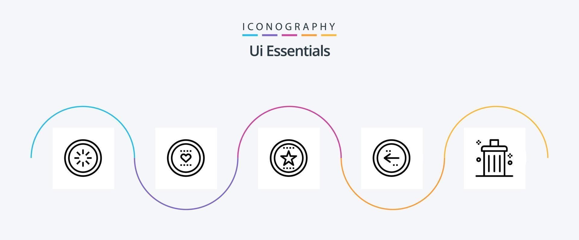 Ui Essentials Line 5 Icon Pack Including circle. arrow. love. star. favorite vector