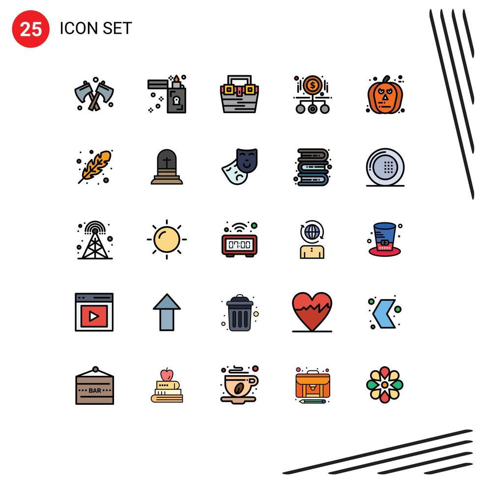 conjunto de 25 moderno ui íconos símbolos señales para cara pagar caja dinero efectivo editable vector diseño elementos