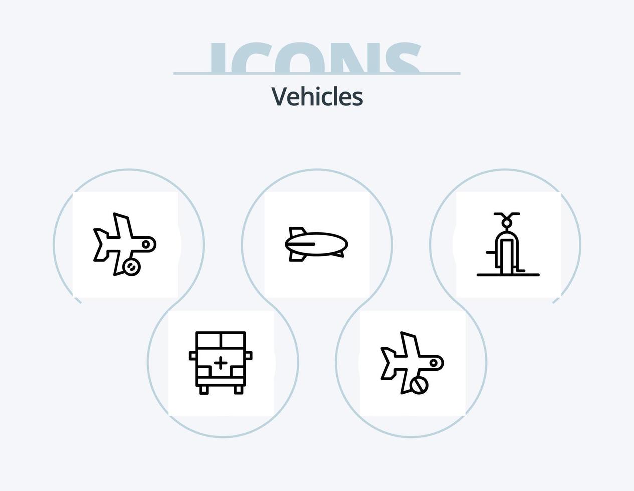 vehículos línea icono paquete 5 5 icono diseño. avión. Cancelar. transporte. vehículos transporte vector