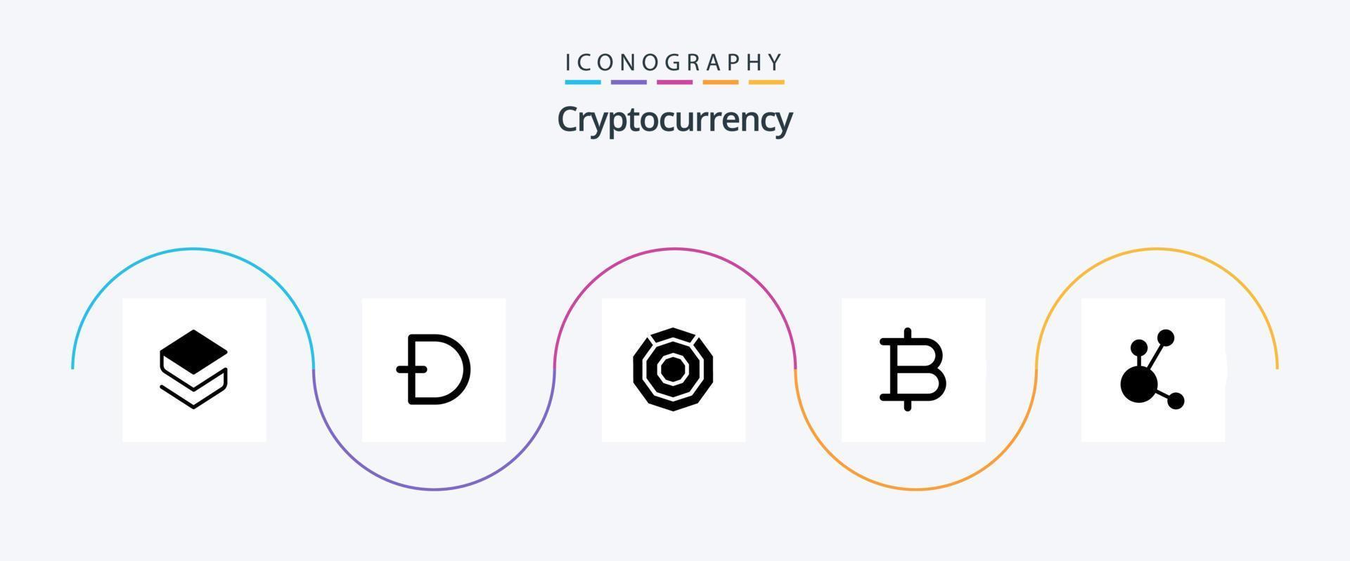 Cryptocurrency Glyph 5 Icon Pack Including bitcoin . crypto currency. crypto . crypto . komodo vector