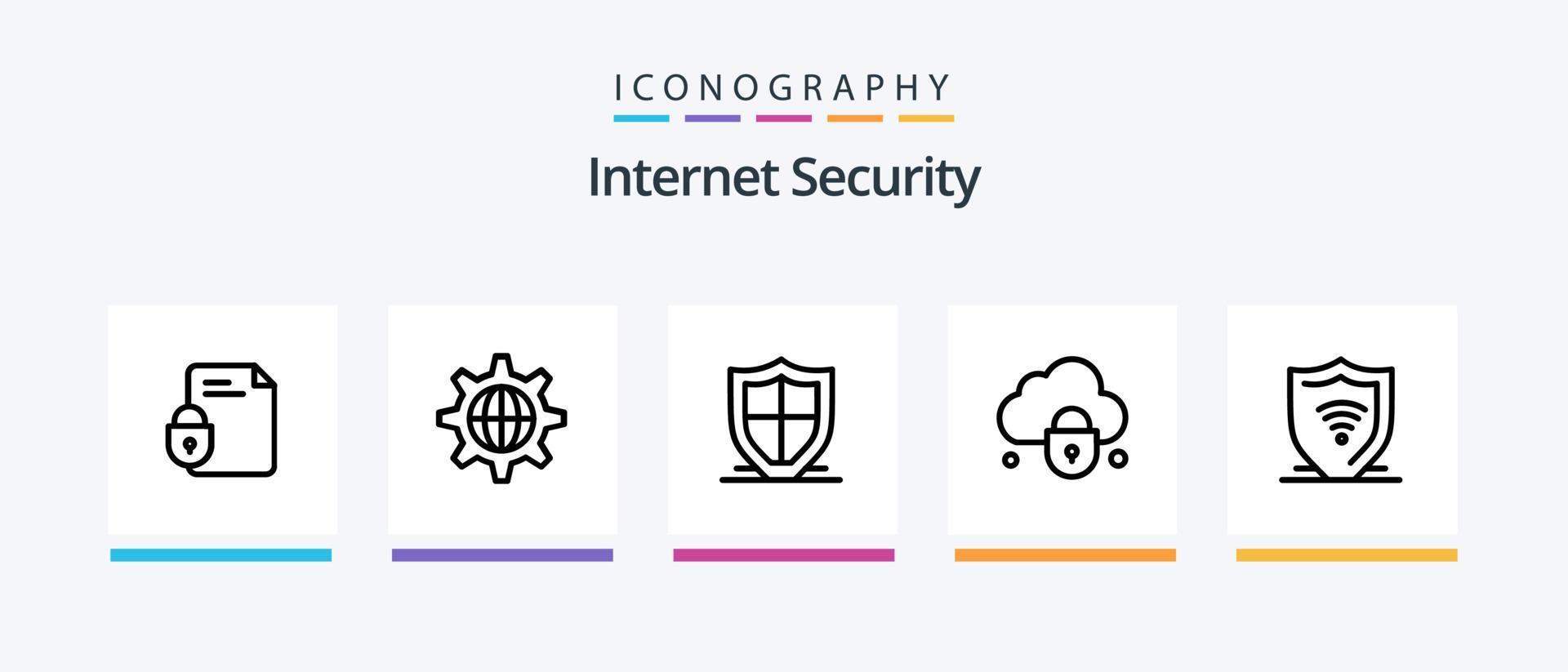 Internet Security Line 5 Icon Pack Including data. bug. security. security. Creative Icons Design vector