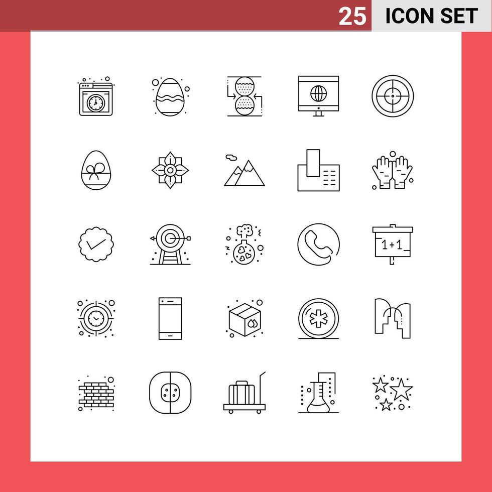 Modern Set of 25 Lines and symbols such as military army concentration learning computer Editable Vector Design Elements