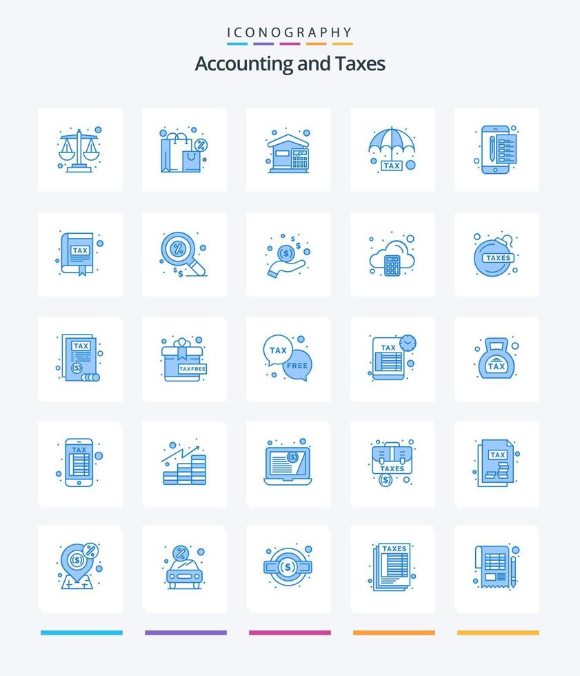Creative Taxes 25 Blue icon pack  Such As file. protection. budget. plan. evasion vector