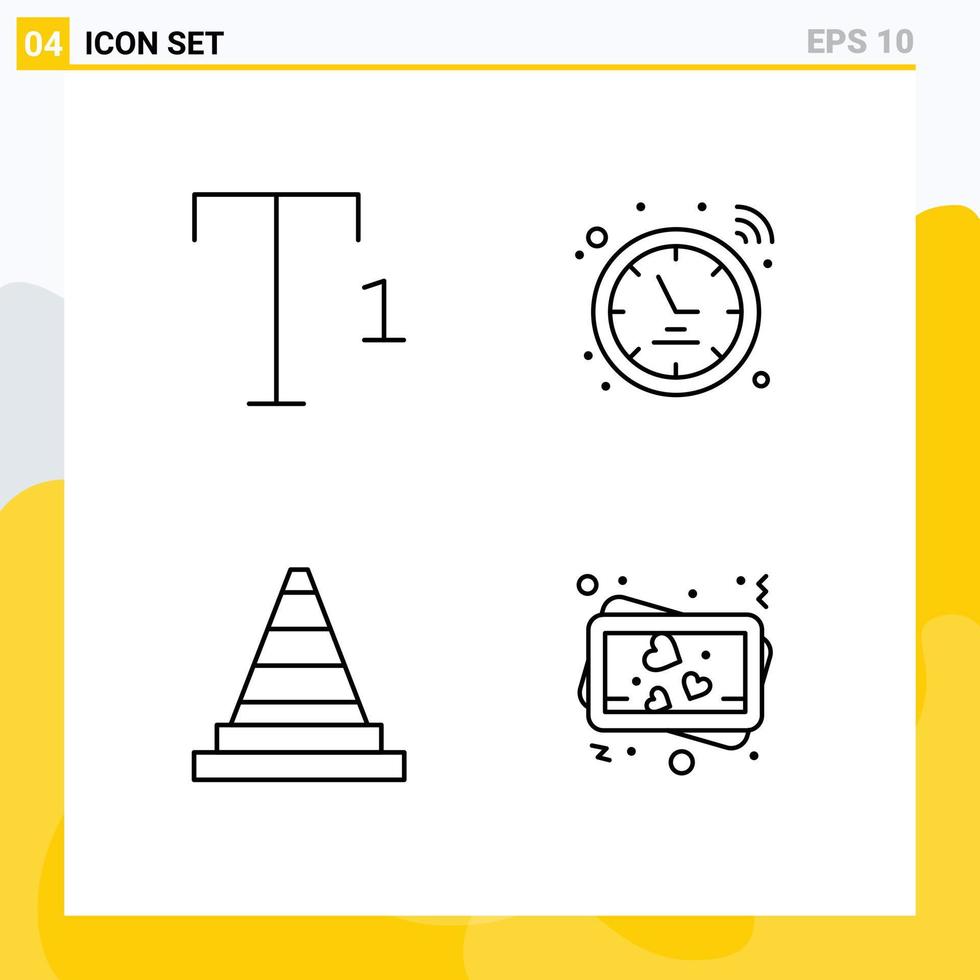 4 Thematic Vector Filledline Flat Colors and Editable Symbols of font tools signal cone memory Editable Vector Design Elements