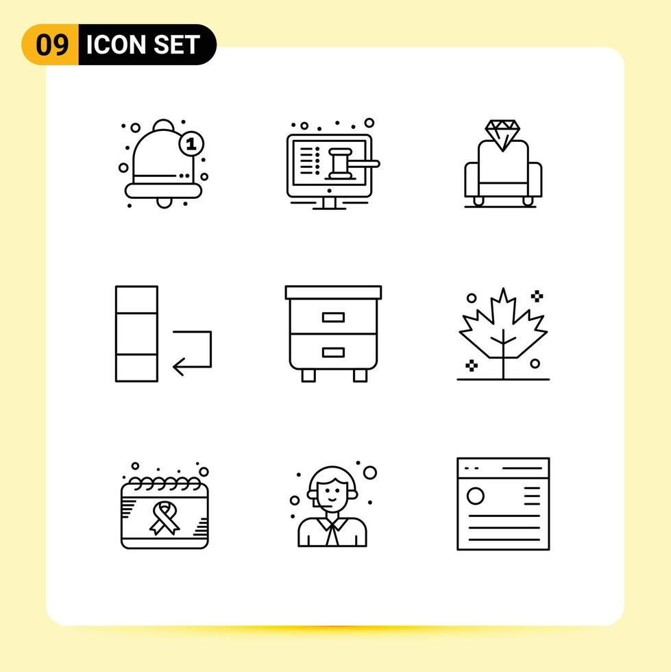 9 Thematic Vector Outlines and Editable Symbols of furniture decor shop swap change Editable Vector Design Elements