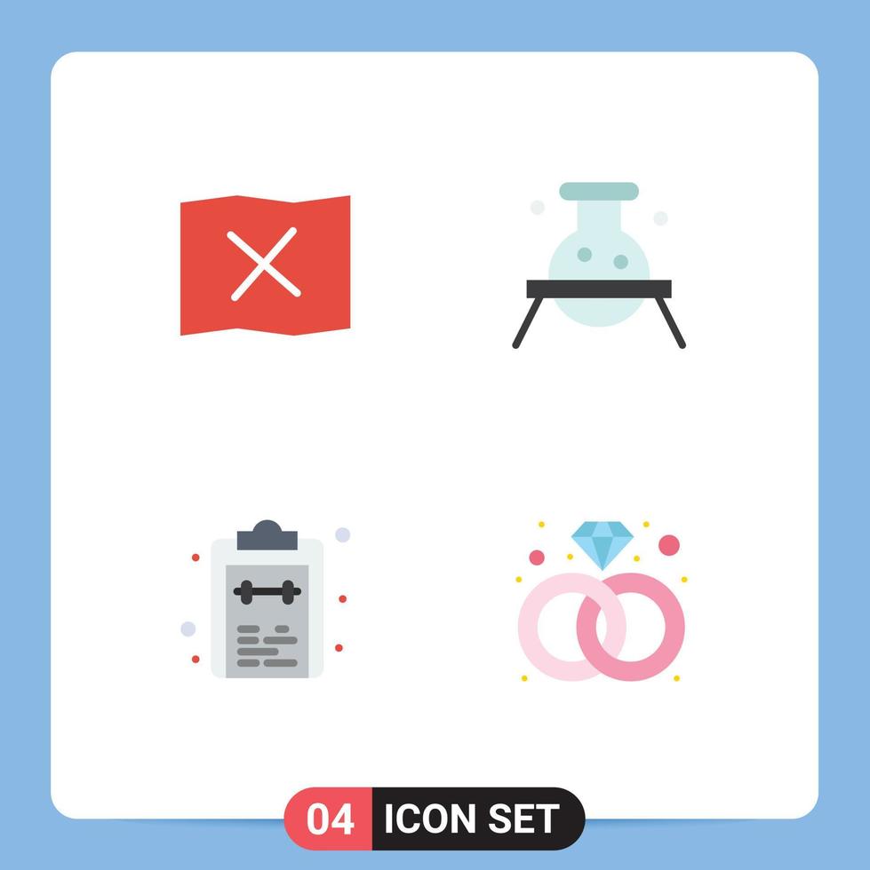Pictogram Set of 4 Simple Flat Icons of location list biochemistry dangerous notepad Editable Vector Design Elements