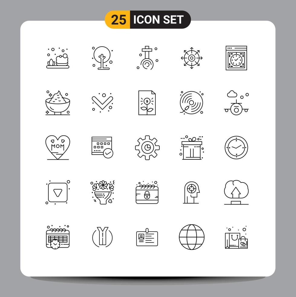 Set of 25 Vector Lines on Grid for device computer christian success point Editable Vector Design Elements