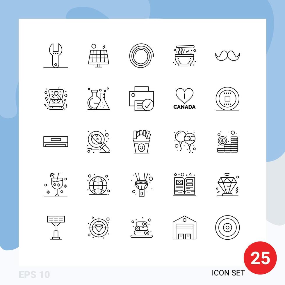 Set of 25 Vector Lines on Grid for men movember spiral hipster traditional Editable Vector Design Elements