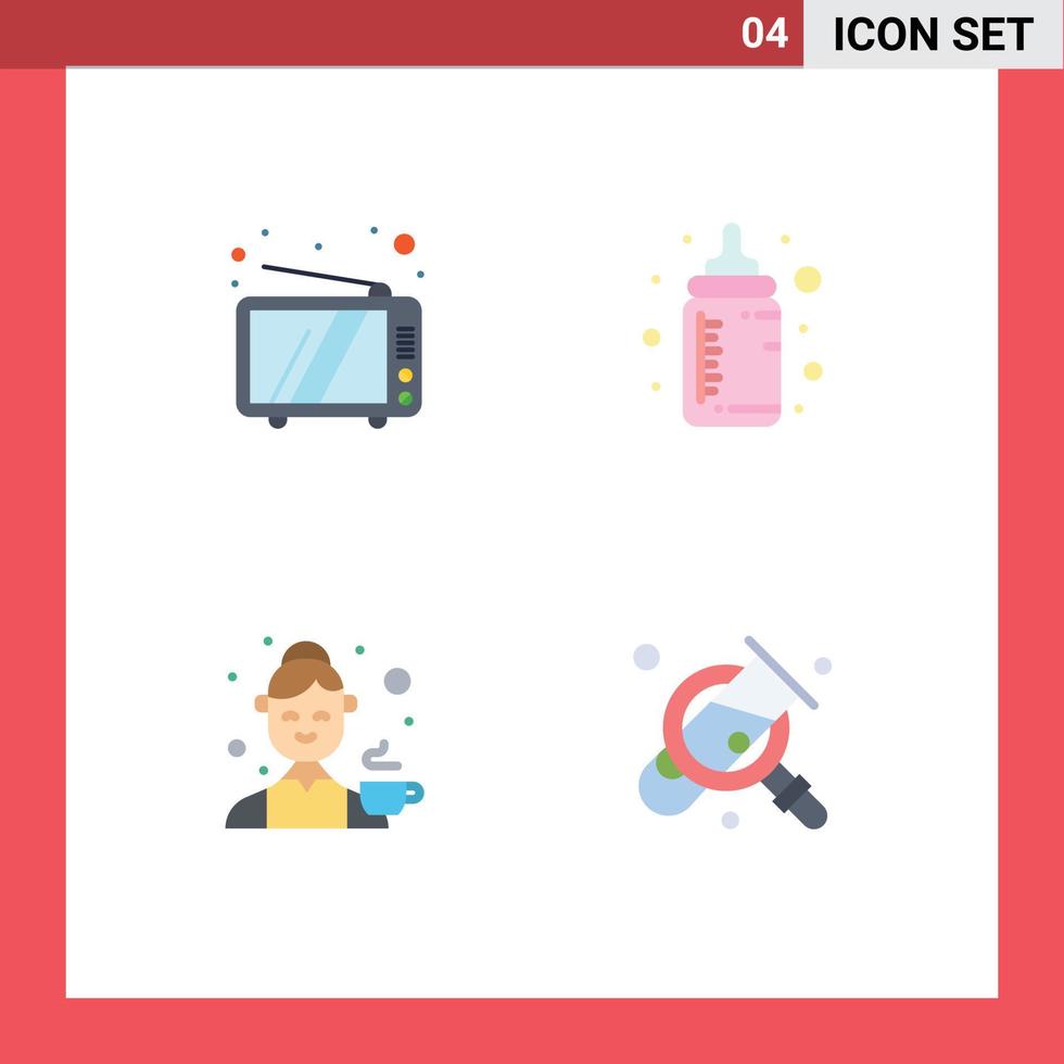 Group of 4 Flat Icons Signs and Symbols for retro cook device nipple kitchen Editable Vector Design Elements