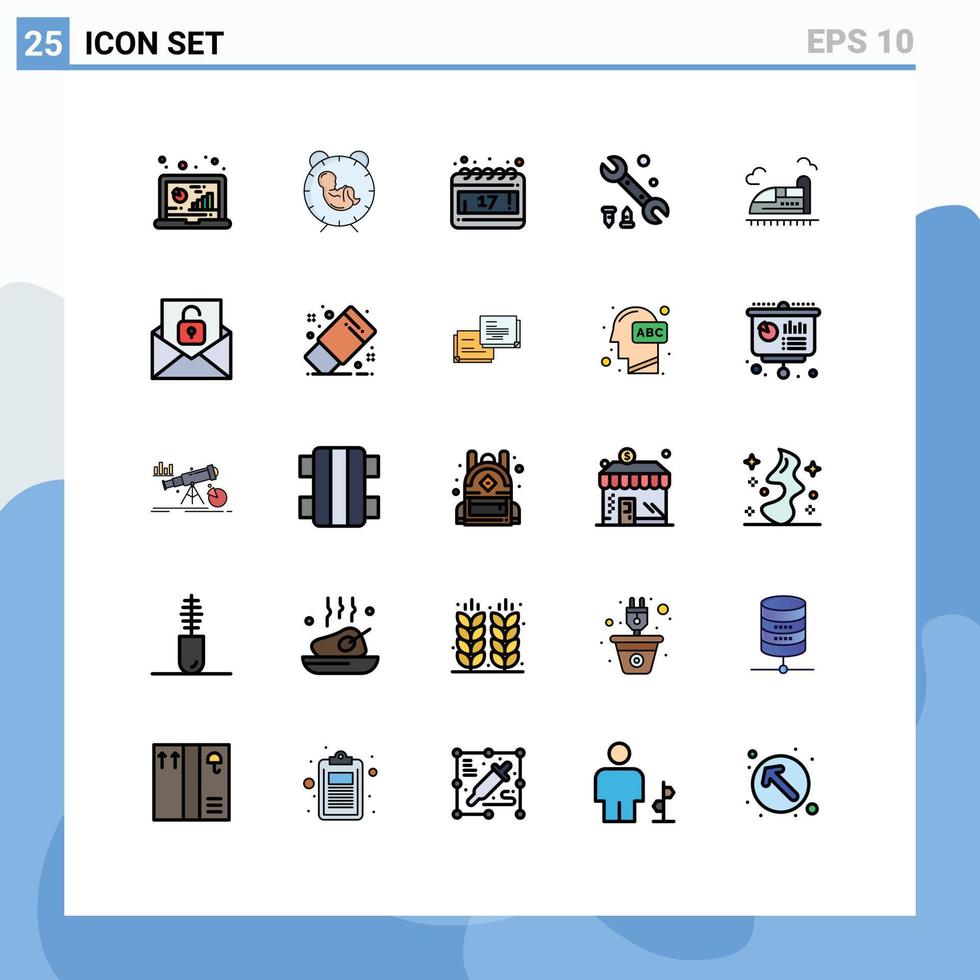 Stock Vector Icon Pack of 25 Line Signs and Symbols for train tool birth options schedule Editable Vector Design Elements
