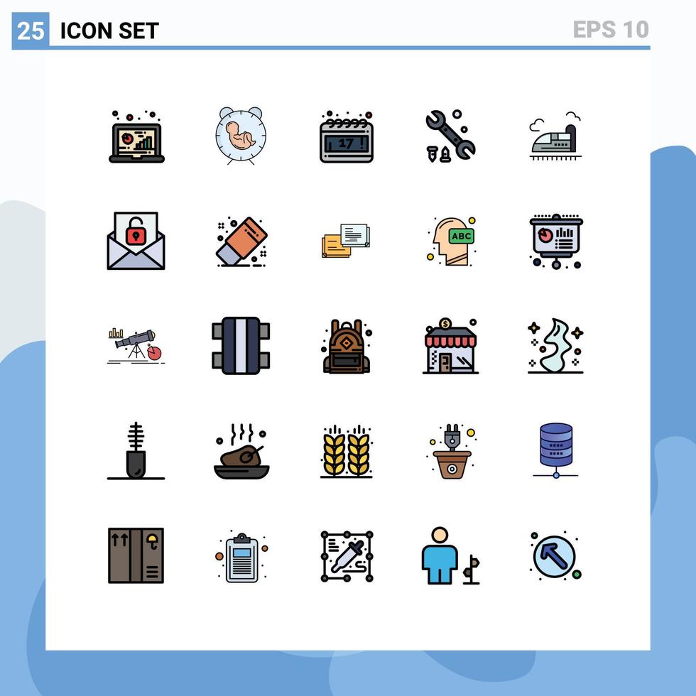 valores vector icono paquete de 25 línea señales y símbolos para tren herramienta nacimiento opciones calendario editable vector diseño elementos