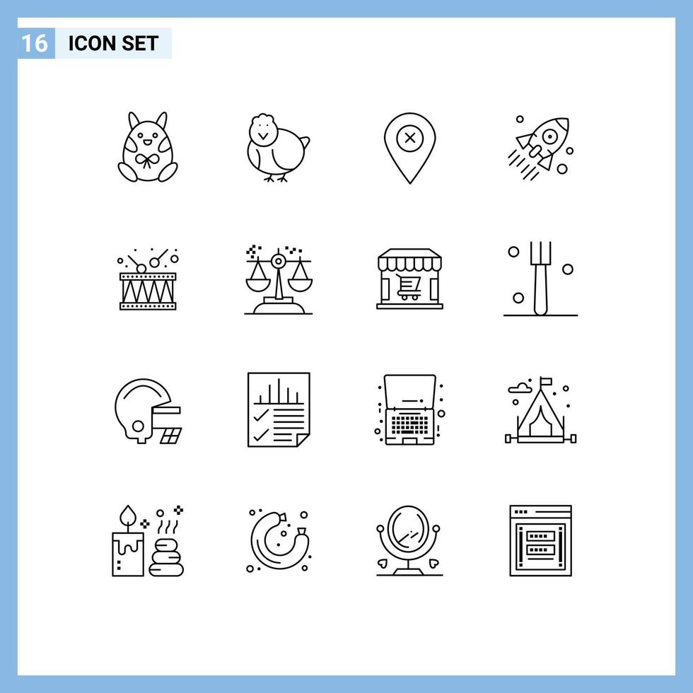 16 User Interface Outline Pack of modern Signs and Symbols of choice local launch instrument project Editable Vector Design Elements