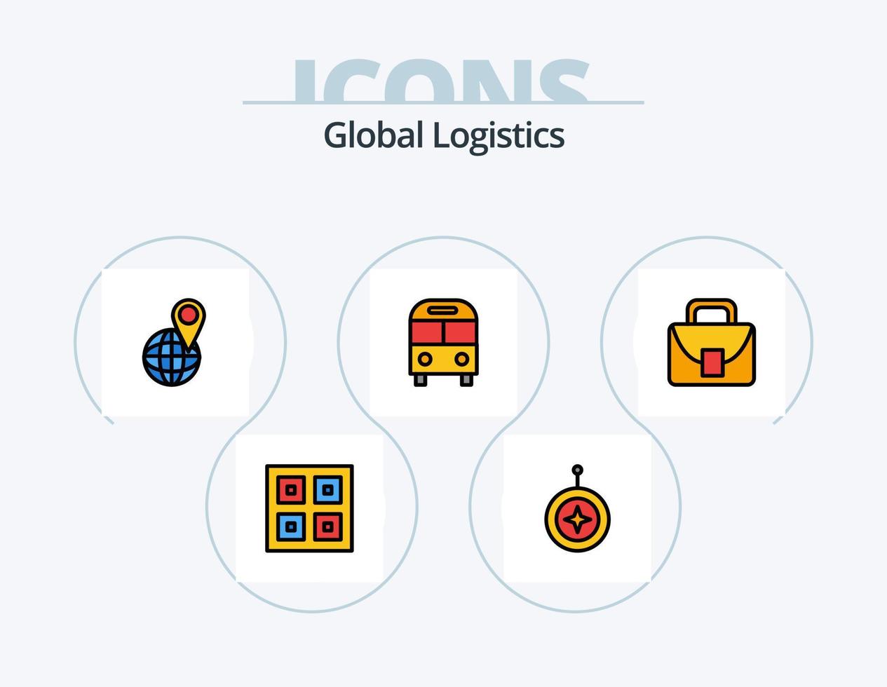 global logística línea lleno icono paquete 5 5 icono diseño. débito. transporte. estrella. logístico. caja vector