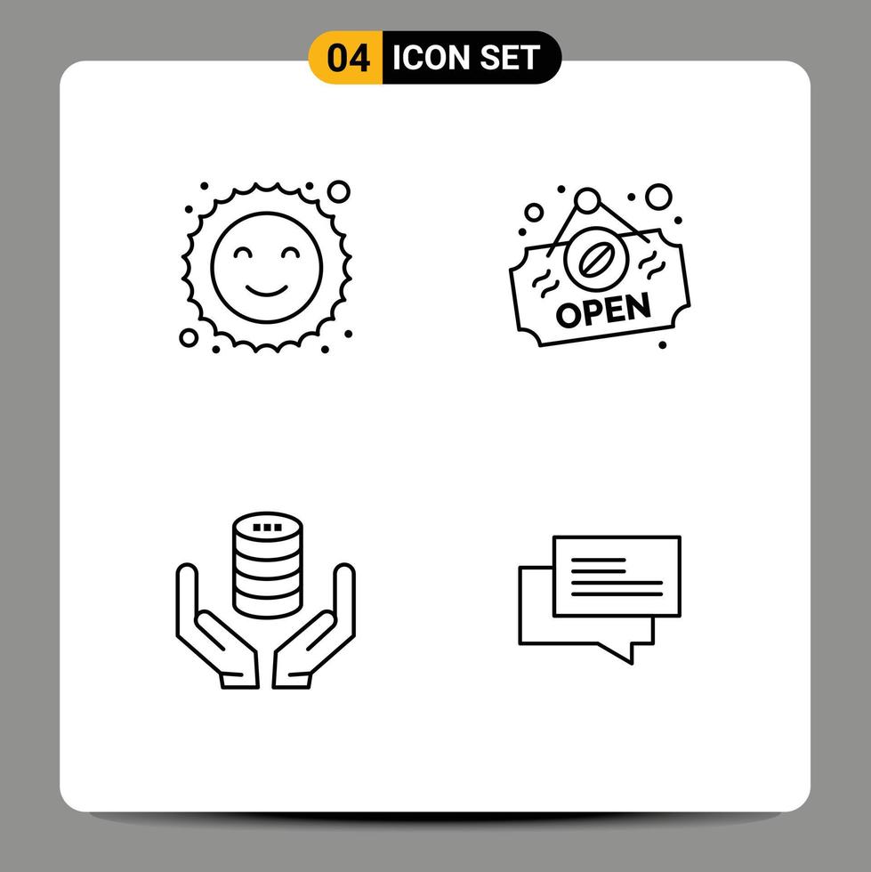 Stock Vector Icon Pack of 4 Line Signs and Symbols for cookie secure open database chat Editable Vector Design Elements
