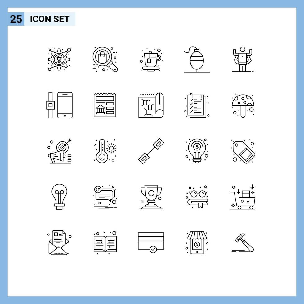 Modern Set of 25 Lines Pictograph of organization human cup ability fish Editable Vector Design Elements
