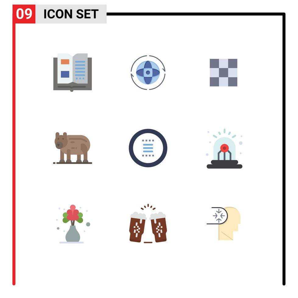 Group of 9 Flat Colors Signs and Symbols for app polar connect bear sets Editable Vector Design Elements