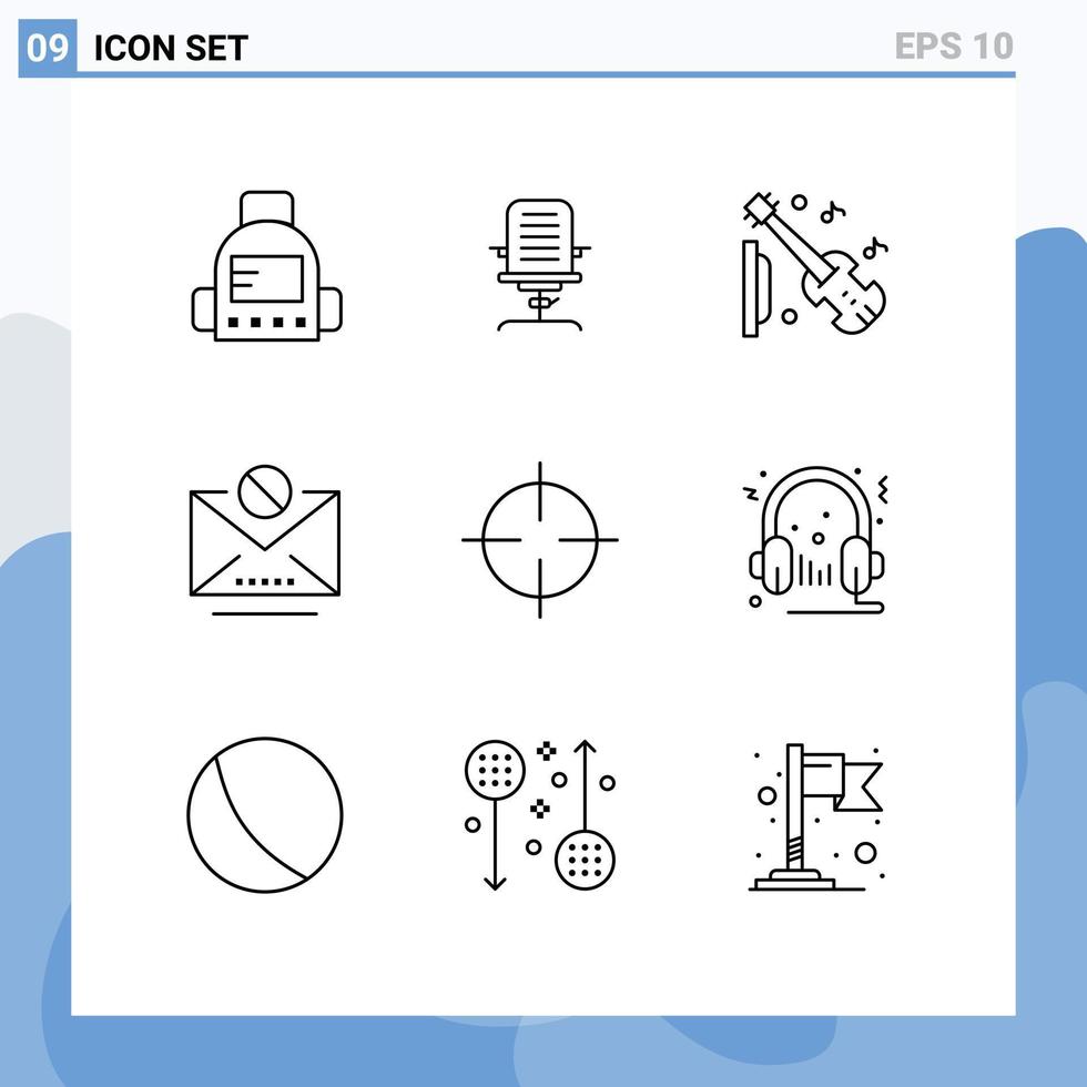 Universal Icon Symbols Group of 9 Modern Outlines of oil mail office information violin Editable Vector Design Elements