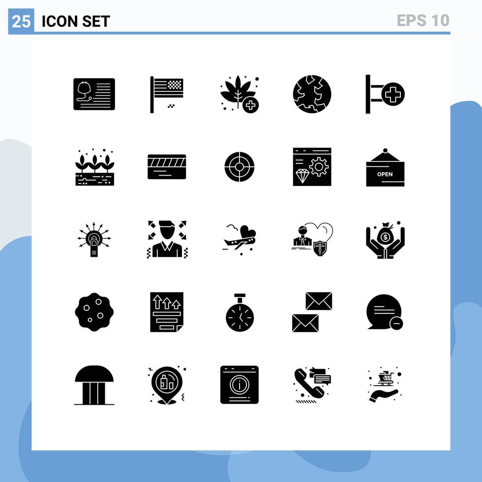 User Interface Pack of 25 Basic Solid Glyphs of web internet fall earth medicine Editable Vector Design Elements