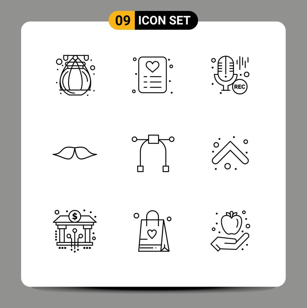9 Creative Icons Modern Signs and Symbols of tool design professional men movember Editable Vector Design Elements