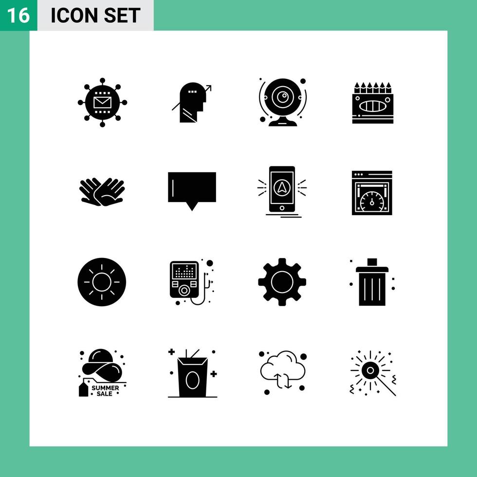 Stock Vector Icon Pack of 16 Line Signs and Symbols for arts crayons knowledge technology webcam Editable Vector Design Elements