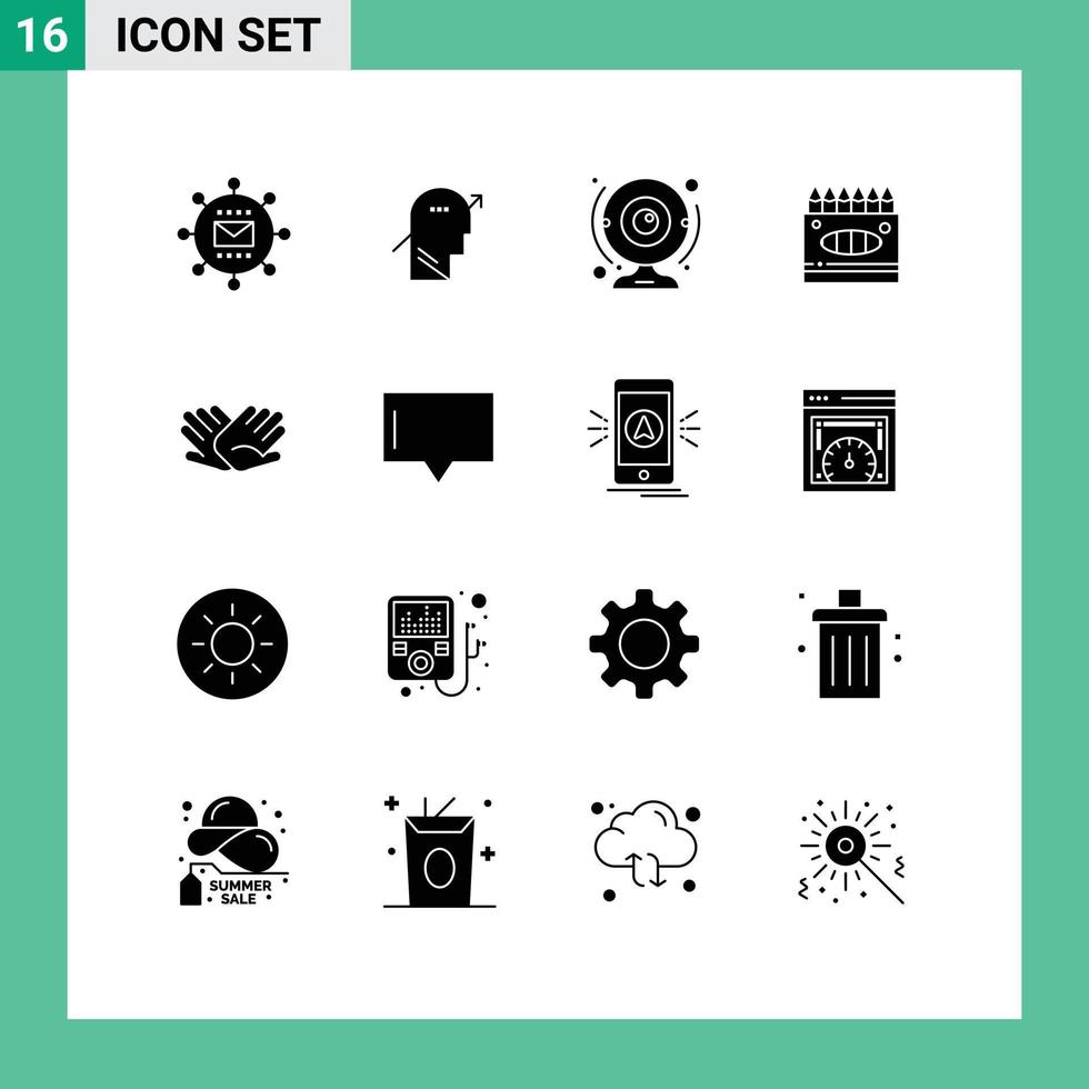 valores vector icono paquete de dieciséis línea señales y símbolos para letras lápices de color conocimiento tecnología cámara web editable vector diseño elementos