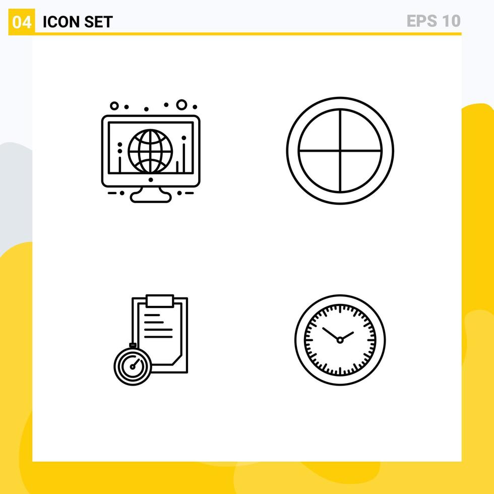 4 Line concept for Websites Mobile and Apps globe planning world household time Editable Vector Design Elements