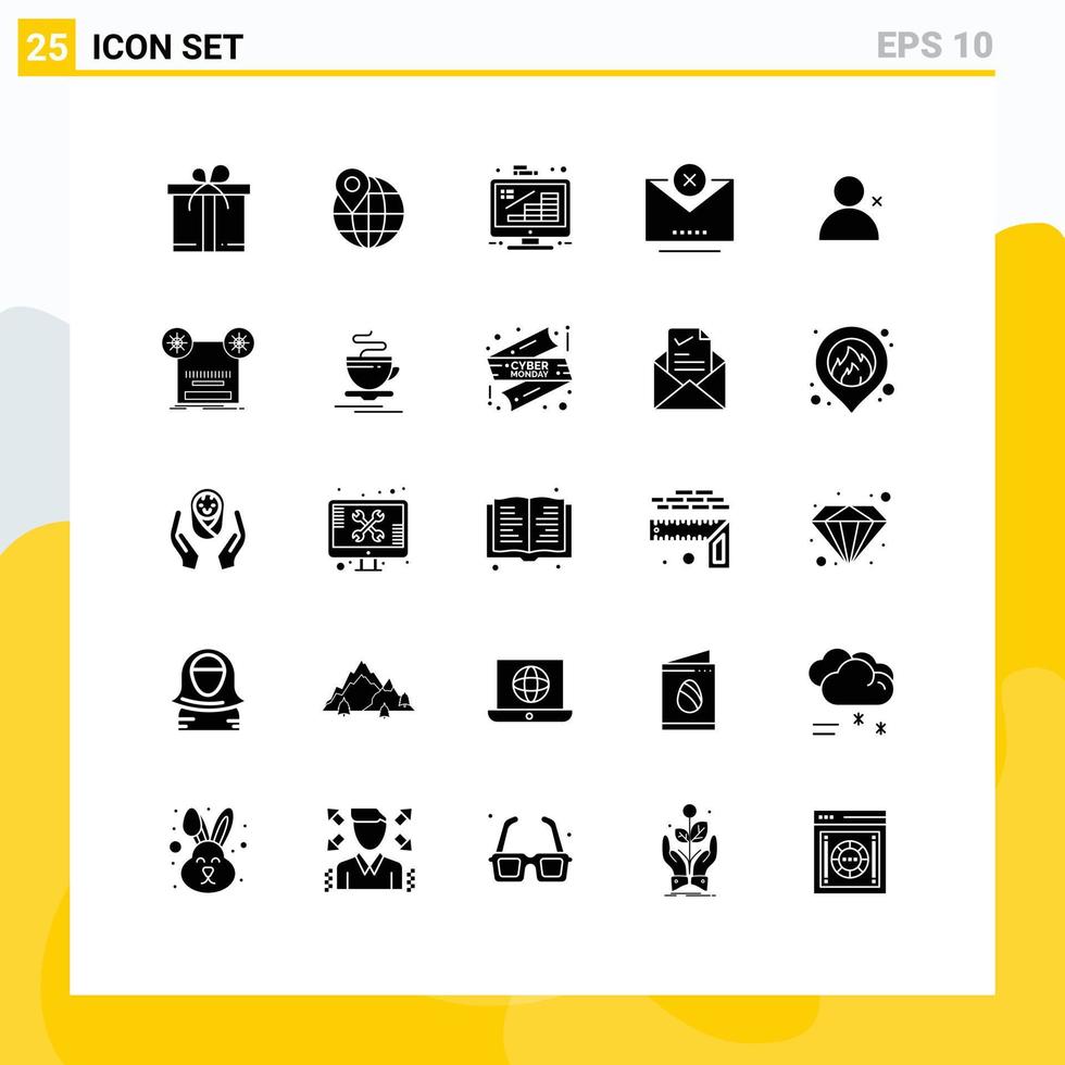 Editable Vector Line Pack of 25 Simple Solid Glyphs of sets discover people finance email cancel Editable Vector Design Elements