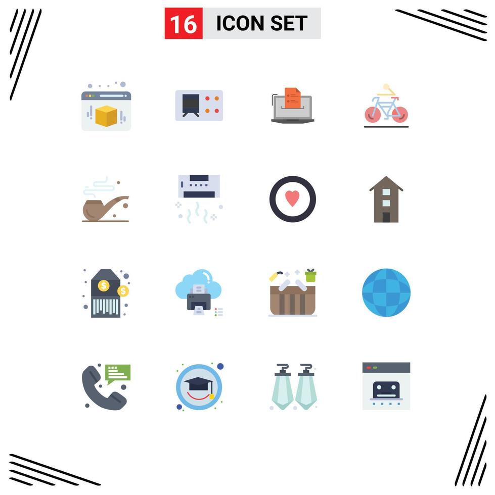 Modern Set of 16 Flat Colors and symbols such as cycling bike competer bicycle web Editable Pack of Creative Vector Design Elements