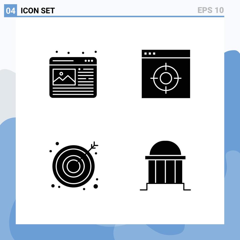 Group of 4 Modern Solid Glyphs Set for graphic business web image office architecture Editable Vector Design Elements