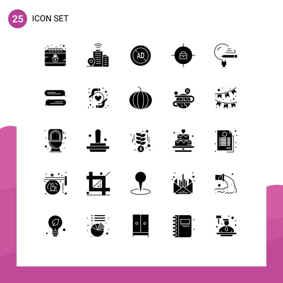 Universal Icon Symbols Group of 25 Modern Solid Glyphs of school knowledge blocker education bag Editable Vector Design Elements
