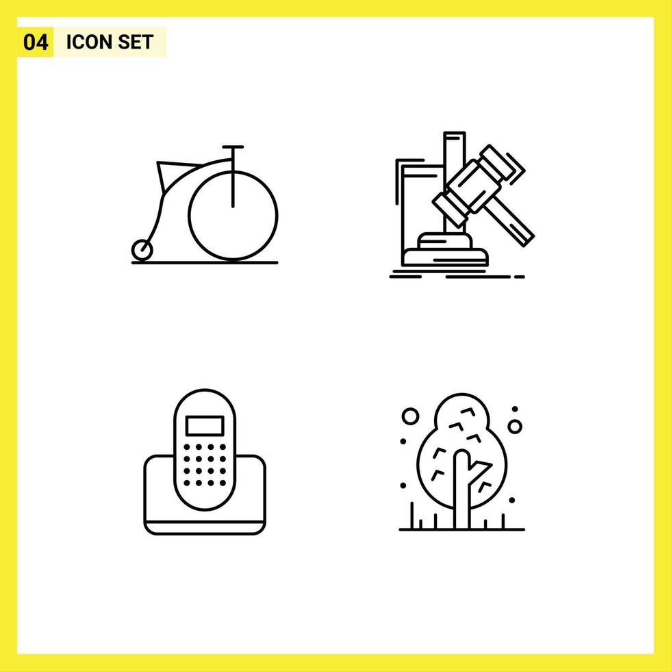 Universal Icon Symbols Group of 4 Modern Filledline Flat Colors of bicycle call wheel hammer contact Editable Vector Design Elements